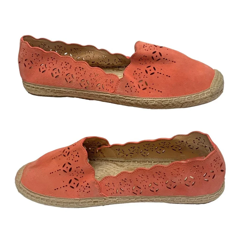 Banana Republic Coral Suede Jute Espadrille Flats ‎ **NEW